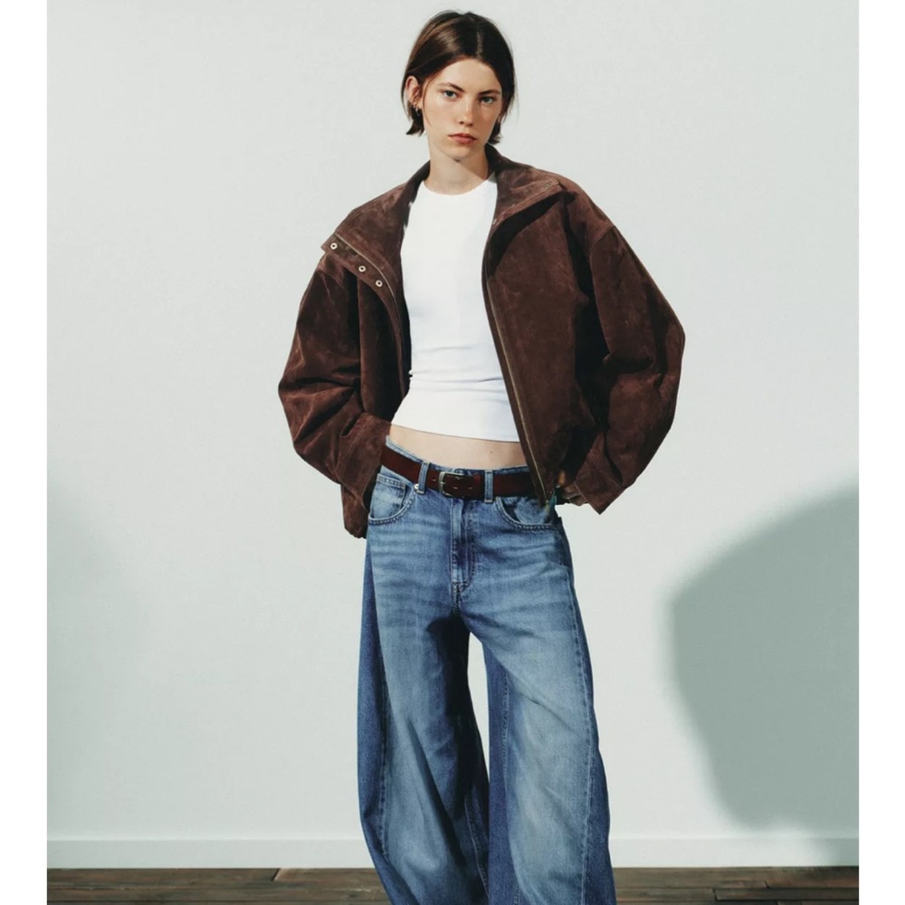 Zara Dark Brown Bomber Jacket